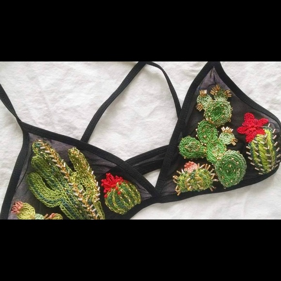 Birds & Beestings Cactus Embroidered Bralette - Picture 4 of 10